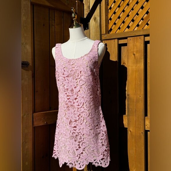 🆕 SELF PORTRAIT 🧿 NWOT Floral Lace Mini Shift Dress, Sz US 2 / UK 6 - Picture 3 of 16